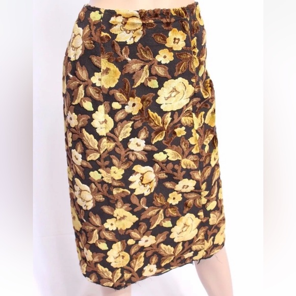 Vtg 60's Floral Tapestry Carpet Wiggle High Waisted Boho Pencil Skirt